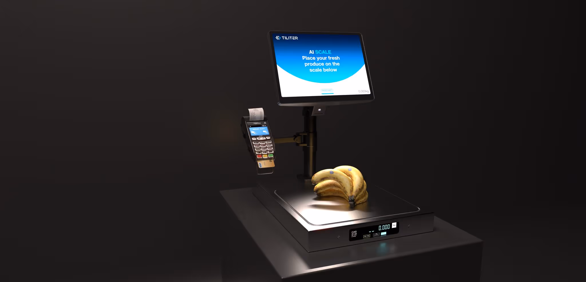The Tiliter AI Scale identifying loose bananas at a supermarket checkout